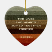 ヴィンテージウェディング、暖かい秋のストライプパターン セラミックオーナメント (裏面)