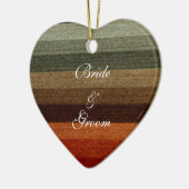 ヴィンテージウェディング、暖かい秋のストライプパターン セラミックオーナメント (左)