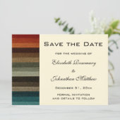 ヴィンテージウェディング、暖かい秋のストライプパターン セーブザデート (スタンド正面)