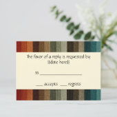 ヴィンテージウェディング、暖かい秋のストライプパターン 出欠カード (スタンド正面)