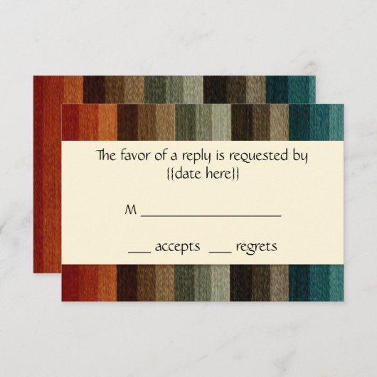 ヴィンテージウェディング、暖かい秋のストライプパターン 出欠カード (正面/裏面)