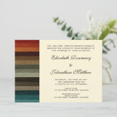 ヴィンテージウェディング、暖かい秋のストライプパターン 招待状 (スタンド正面)