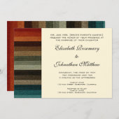 ヴィンテージウェディング、暖かい秋のストライプパターン 招待状 (正面/裏面)