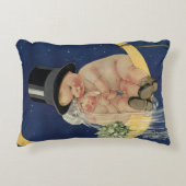 ヴィンテージウェディング、月上のキュートな新婦と新郎 アクセントクッション (正面)