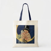 ヴィンテージウェディング、月上のキュートな新婦と新郎 トートバッグ (正面)