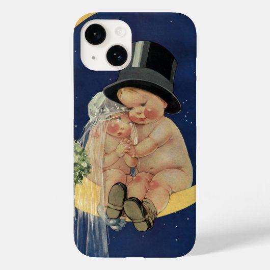 ヴィンテージウェディング、月上のキュートな新婦と新郎 Case-Mate iPhoneケース (裏面)