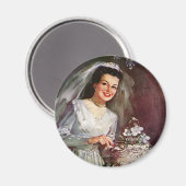 ヴィンテージウェディング、 花嫁がウェディングケーキをカットする, マグネット (正面/裏面)