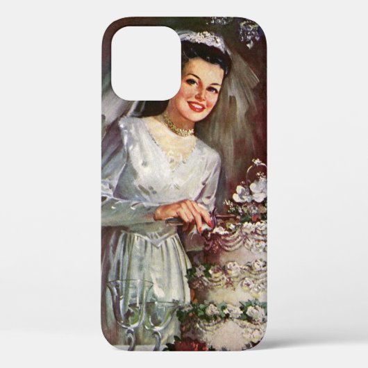 ヴィンテージウェディング, 花嫁がウェディングケーキをカット Case-Mate iPhoneケース (裏面)