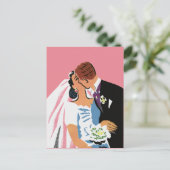 ヴィンテージウェディング 花嫁と花婿 結婚式のご案内 ポストカード (スタンド正面)