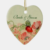 ヴィンテージウェディング、赤ポピー花フローラ牧草地 セラミックオーナメント (右)