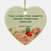 ヴィンテージウェディング、赤ポピー花フローラ牧草地 セラミックオーナメント (裏面)