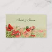 ヴィンテージウェディング、赤ポピー花フローラ牧草地 名刺 (正面)
