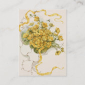 ヴィンテージウェディング、黄色いバターカップの花とミツバチ エンクロージャーカード (裏面)