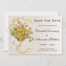 ヴィンテージウェディング、黄色いバターカップの花とミツバチ