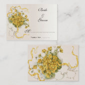 ヴィンテージウェディング、黄色いバターカップの花とミツバチ プレイスカード (正面/裏面)