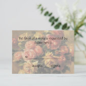 ヴィンテージウェディングRSVP、バラin花瓶byルノアール 出欠カード (スタンド正面)