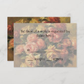 ヴィンテージウェディングRSVP、バラin花瓶byルノアール 出欠カード (正面/裏面)