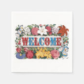 ヴィンテージウェルカムフラワーズ引っ越し祝いパーティーパーティー スタンダードカクテルナプキン (正面)