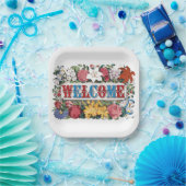 ヴィンテージウェルカムフラワーズ引っ越し祝いパーティーパーティー ペーパープレート (パーティー)