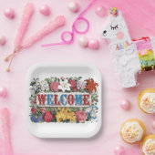 ヴィンテージウェルカムフラワーズ引っ越し祝いパーティーパーティー ペーパープレート (パーティー)