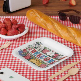 ヴィンテージウェルカムフラワーズ引っ越し祝いパーティーパーティー ペーパープレート