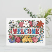 ヴィンテージウェルカムフラワーズ引っ越し祝いパーティーパーティー 招待状 (スタンド正面)