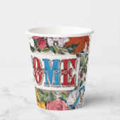 ヴィンテージウェルカムフラワーズ引っ越し祝いパーティーパーティー 紙コップ (裏面)