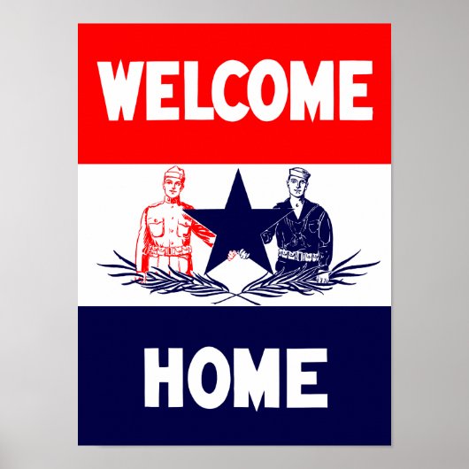 ヴィンテージウェルカムホーム軍隊プリント ポスター (正面)
