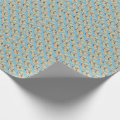 ヴィンテージウェルカム男の赤ちゃんシャワーテディベア ラッピングペーパー (角)