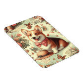 ヴィンテージウェルシュコーギーカーディガンイラストレーション マグネット (右側)