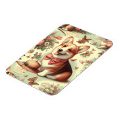 ヴィンテージウェルシュコーギーカーディガンイラストレーション マグネット (左側)