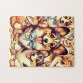 ヴィンテージウェルシュコーギーカーディガンシームレス ジグソーパズル (横)