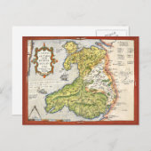 ヴィンテージウェールズとアングレシーの地図1579 ポストカード (正面/裏面)