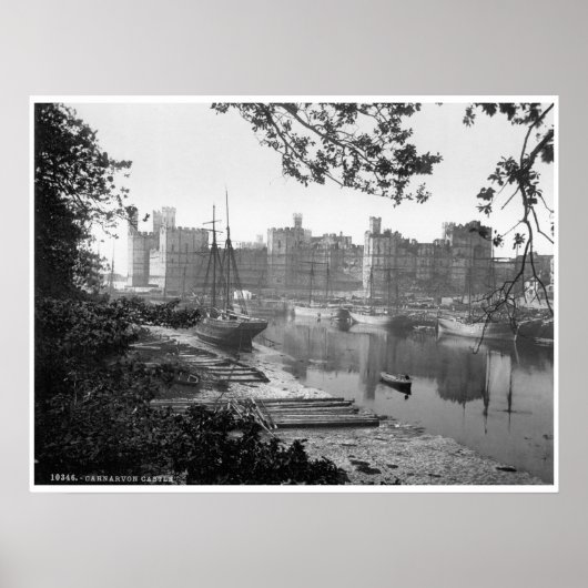 ヴィンテージウェールズプリントカルナルフォン中世の城 ポスター (正面)