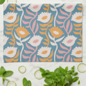 ヴィンテージウェーレトログルーヴィーパステルフローラルパターン キッチンタオル (折り畳み)