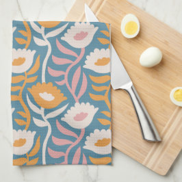 ヴィンテージウェーレトログルーヴィーパステルフローラルパターン キッチンタオル