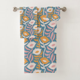 ヴィンテージウェーレトログルーヴィーパステルフローラルパターン バスタオルセット