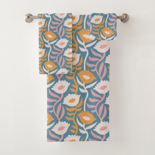 ヴィンテージウェーレトログルーヴィーパステルフローラルパターン バスタオルセット (インサイチュ)