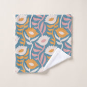 ヴィンテージウェーレトログルーヴィーパステルフローラルパターン バスタオルセット (ウォッシュタオル)