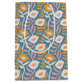 ヴィンテージウェーレトログルーヴィーパステルフローラルパターン ミディアムペーパーバッグ (正面)