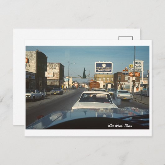 ヴィンテージウエスタンアベニューブルーアイランド，イリノイ1966 ポストカード (正面/裏面)