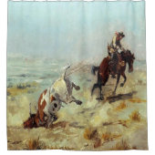 ヴィンテージウエスタンアートカウボーイステア シャワーカーテン (正面)