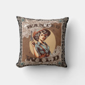 ヴィンテージウエスタンウィンドアンドワイルド女性のカーボーイ クッション (正面)