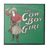 ヴィンテージウエスタンカウボーイガールローピング タイル (正面)