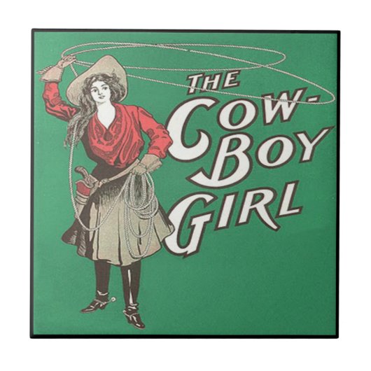 ヴィンテージウエスタンカウボーイガールローピング タイル (正面)