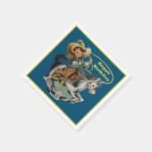 ヴィンテージウエスタンカウボーイキッドホースロープ誕生日 スタンダードカクテルナプキン (角)