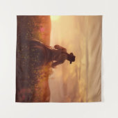 ヴィンテージウエスタンカウボーイポートレート タペストリー (正面(横))