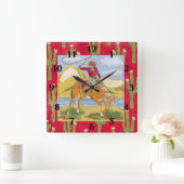 ヴィンテージウエスタンカウボーイロデオ スクエア壁時計 (ホーム)