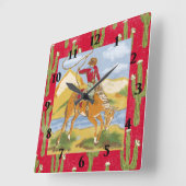 ヴィンテージウエスタンカウボーイロデオ スクエア壁時計 (傾斜)