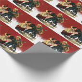 ヴィンテージウエスタンカウボーイ女性のカーボーイホースクリスマス2 ラッピングペーパー (角)